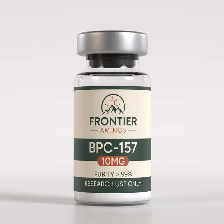 BPC-157 10mg vial — supplied Frontier Aminos render