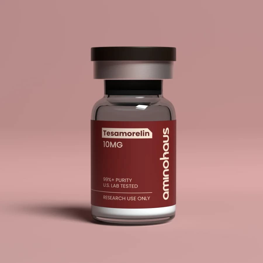 AminoHaus Tesamorelin research vial mockup