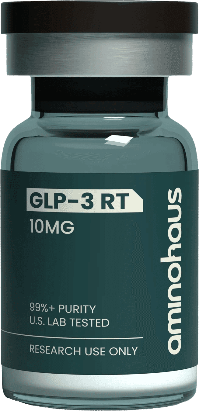 AminoHaus GLP-3 RT 10MG vial, centre of the cluster